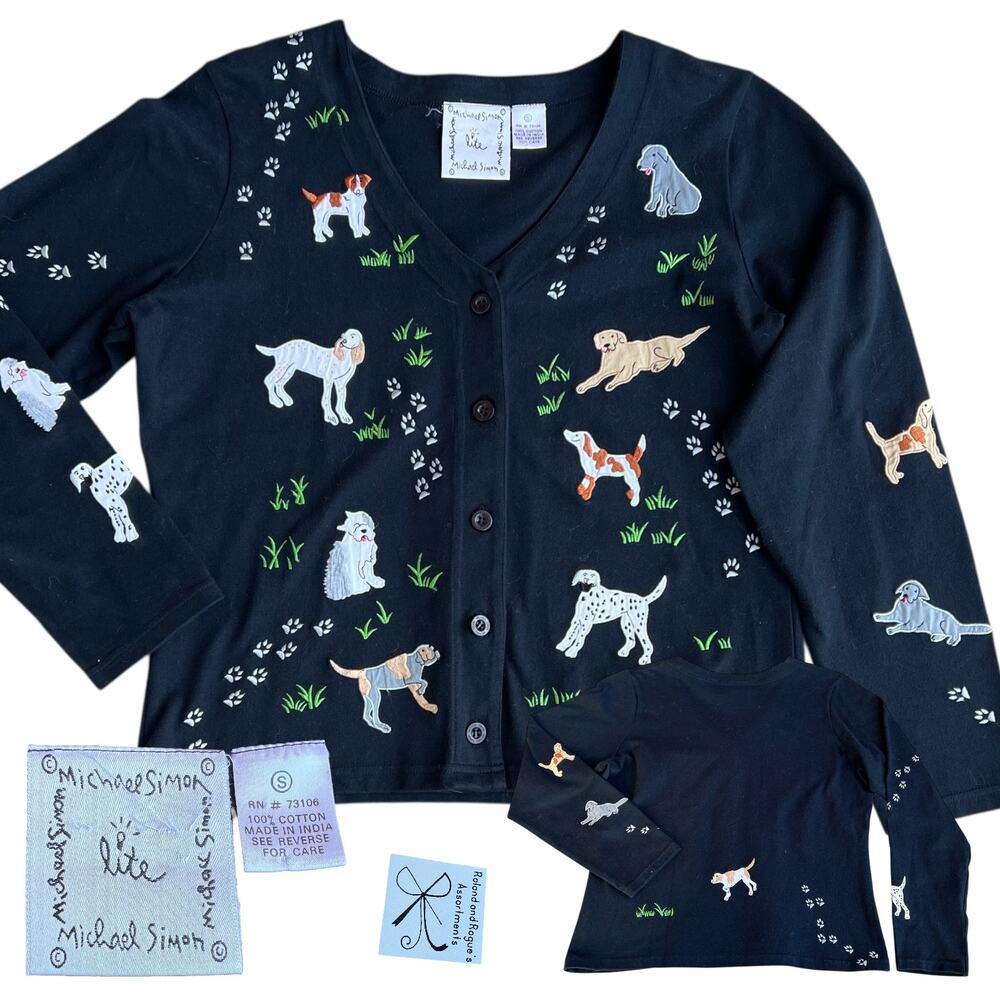 Michael Simon Lite 100% Cotton Dog Paw Print Sweater Sz S